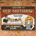 Welcome To Our Shitshow - Couple Personalized Custom Home Decor Metal Sign - House Warming Gift For Family
