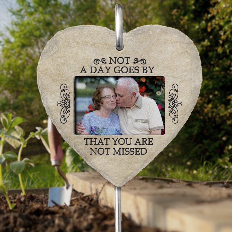 Custom Photo Not A Day Goes By That You Are Not Missed - Memorial Personalized Custom Memorial Garden Slate & Hook - Sympathy Gift For Family Members