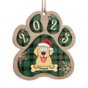 Happy Pawlidays - Dog Personalized Custom Ornament - Wood Paw Shaped - Christmas Gift For Pet Owners, Pet Lovers