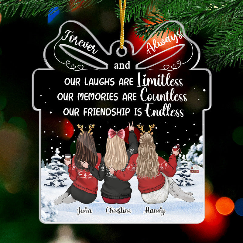 Good Friends And Great Adventures - Bestie Personalized Custom Ornament - Acrylic Gift Box Shaped - Christmas Gift For Best Friends, BFF, Sisters