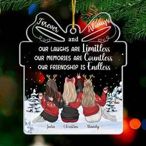Good Friends And Great Adventures - Bestie Personalized Custom Ornament - Acrylic Gift Box Shaped - Christmas Gift For Best Friends, BFF, Sisters