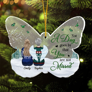 Never Forgotten Forever Missed - Memorial Personalized Custom Ornament - Acrylic Butterfly Shaped - Christmas Gift, Sympathy Gift For Family Members