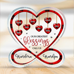 Love Being Called Grandma Grandpa - Family Personalized Custom Infinity Heart Shaped Acrylic Plaque - Gift For Family Members