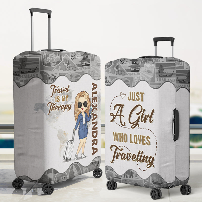 A Girl Who Loves Traveling - Travel Personalized Custom Luggage Cover - Holiday Vacation Gift, Gift For Adventure Travel Lovers