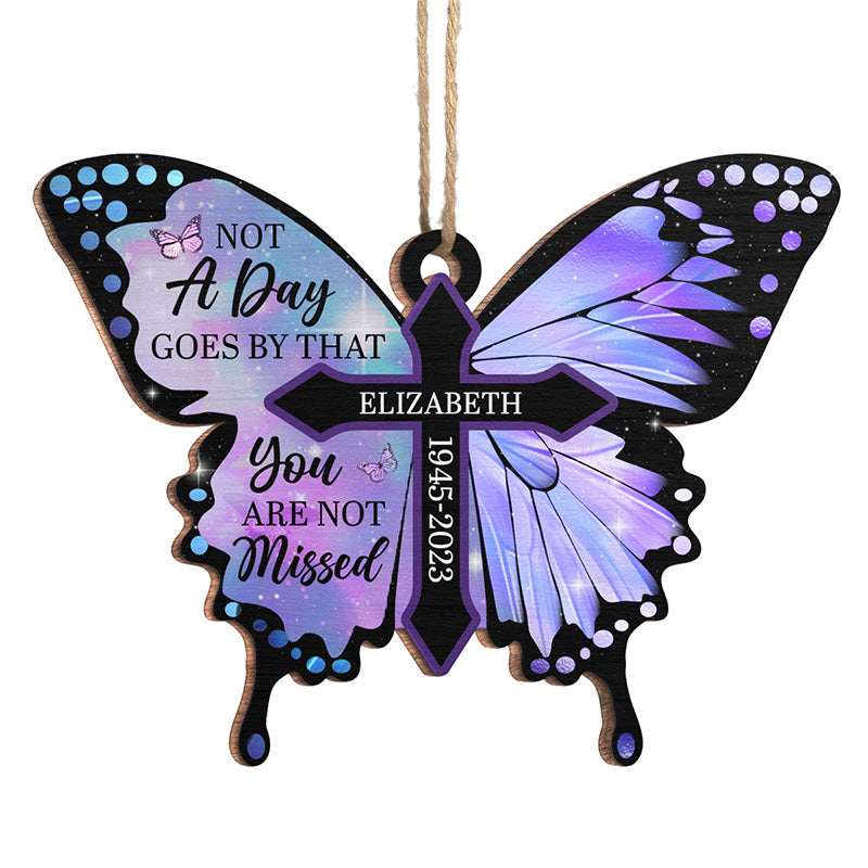 Forever In Our Hearts - Memorial Personalized Custom Ornament - Wood Butterfly Shaped - Christmas Gift, Sympathy Gift For Family Members