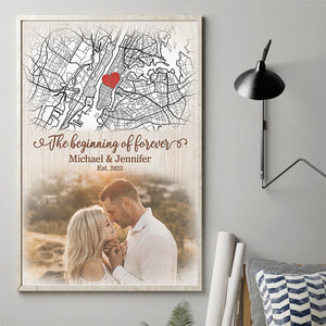 Custom Photo The Beginning Of Forever - Couple Personalized Custom Vertical Poster - Gift For Husband Wife, Anniversary