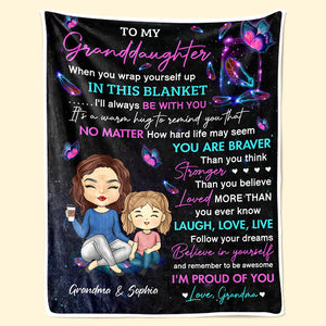 To My Dearest Granddaughter - Family Personalized Custom Blanket - Gift From Grandma