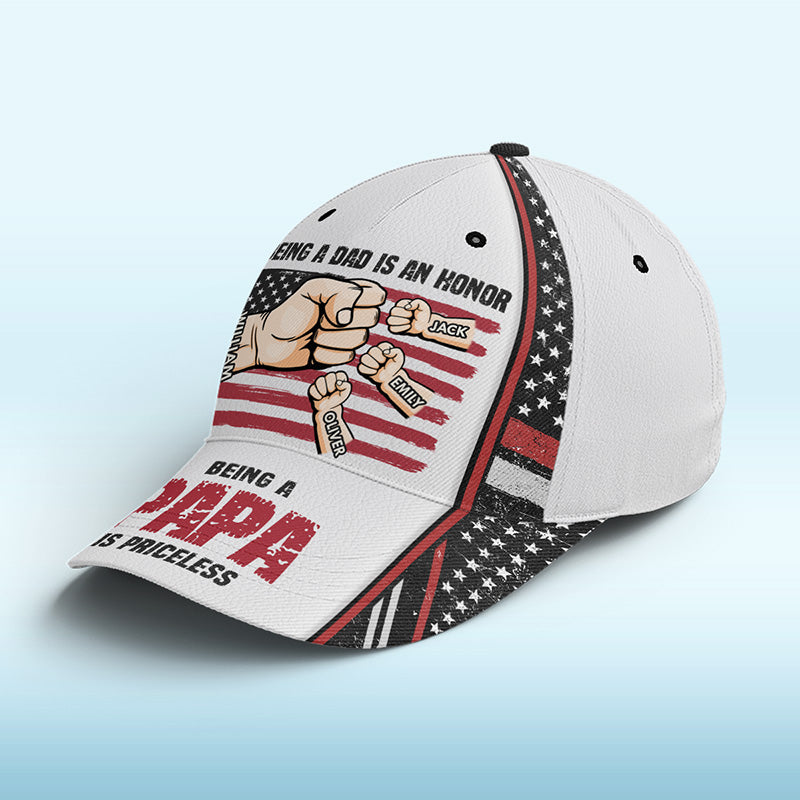 Being A Dad Is An Honor - Family Personalized Custom Hat, All Over Print Classic Cap - Father's Day, Birthday Gift for Dad, Grandpa - Classic Cap 