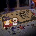 The Haunted House - Couple Personalized Custom Home Decor Witch Decorative Mat - Halloween Gift For Witches, Husband Wife, Pet Owners, Pet Lovers