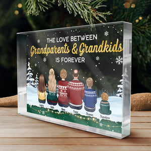 The Love Between Grandparents & Grandkids - Family Personalized Custom Rectangle Shaped Acrylic Plaque - Christmas Gift For Family Members