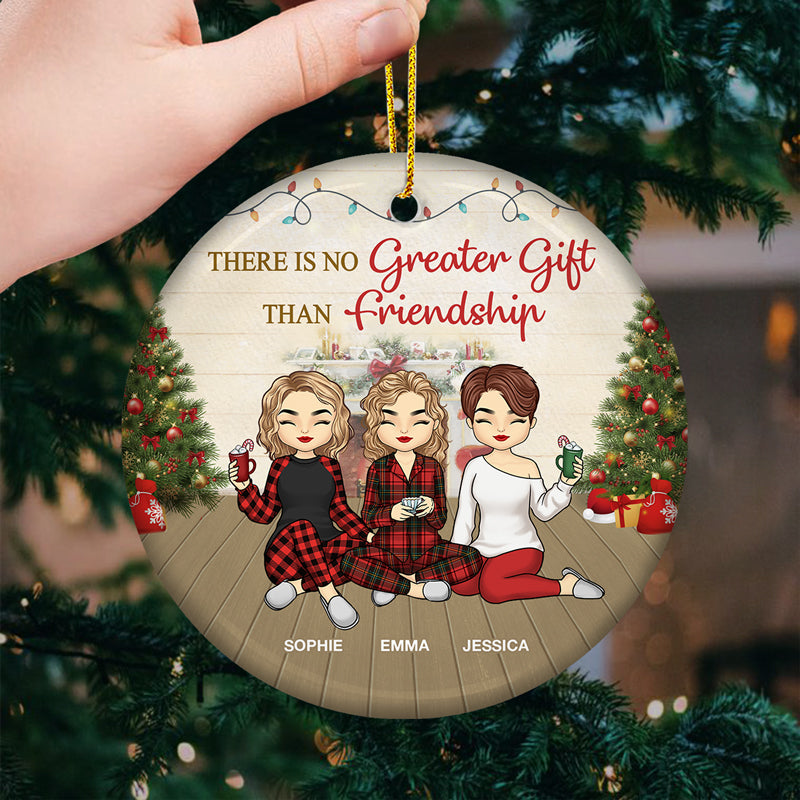 Best Friends Here's To Another Year - Bestie Personalized Custom Ornament - Ceramic Round Shaped - Christmas Gift For Best Friends, BFF, Sisters