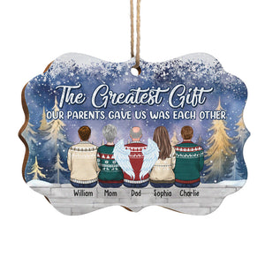 The Greatest Gift - Family Personalized Custom Ornament - Wood Benelux Shaped - Christmas Gift For Family Members