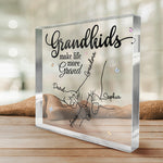 Grandkids Make Life More Grand - Family Personalized Custom Square Shaped Acrylic Plaque - Birthday Gift For Grandma