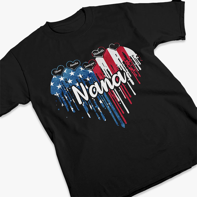 Nana & Her Kids - Family Personalized Custom Unisex Patriotic T-shirt, Hoodie, Sweatshirt - Independence Day, 4th Of July, Birthday Gift For Grandma