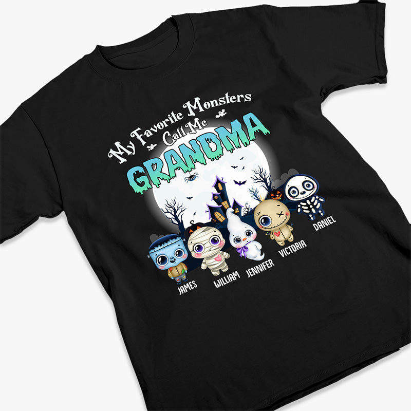 My Favorite Monsters Call Me Grandma - Family Personalized Custom Unisex T-shirt, Hoodie, Sweatshirt - Halloween Gift, Gift For Grandma, Grandpa