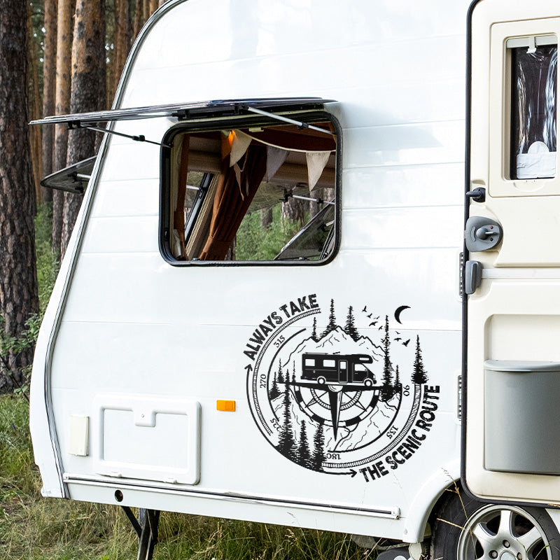 Always Take The Scenic Route - Camping Personalized Custom RV Decal - Gift For Camping Lovers