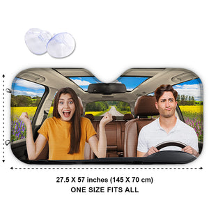 Custom Photo Have Fun Together - Couple Personalized Custom Auto Windshield Sunshade, Car Window Protector - Gift For Husband Wife, Anniversary