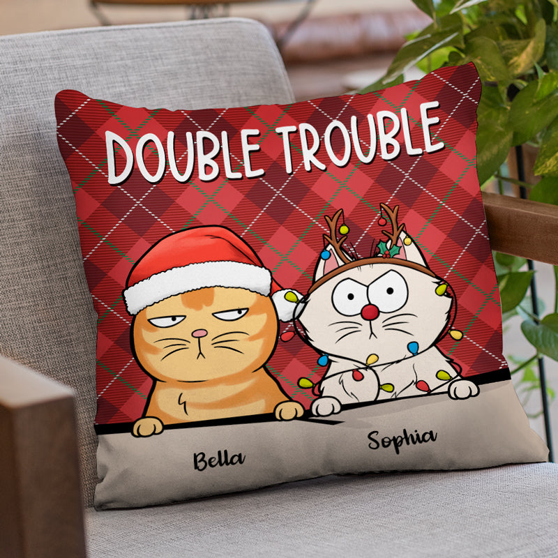 Trouble Makers - Dog & Cat Personalized Custom Pillow - Christmas Gift For Pet Owners, Pet Lovers