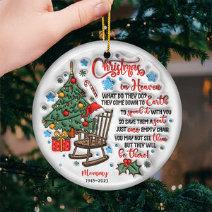 Christmas In Heaven - Memorial Personalized Custom Ornament - Ceramic Round Shaped - Christmas Gift, Sympathy Gift For Family Members