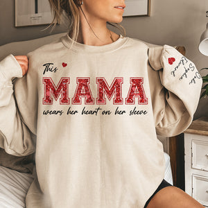 This Gigi Wears Her Heart On Her Sleeve - Family Personalized Custom Unisex Sweatshirt With Design On Sleeve - Gift For Mom, Grandma