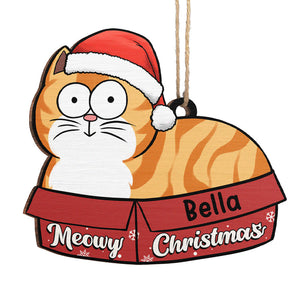 Meowy Catmas - Cat Personalized Custom Ornament - Wood Custom Shaped - Christmas Gift For Pet Owners, Pet Lovers