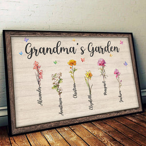 Our Memories Bloom Forever - Family Personalized Custom Horizontal Poster - Gift For Grandma