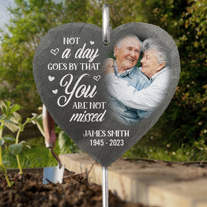 Custom Photo You Will Live Forever In Our Hearts - Memorial Personalized Memorial Garden Slate & Hook - Sympathy Gift For Family Members