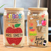 Coffee Teach Repeat - Teacher Personalized Custom Glass Cup, Iced Coffee Cup - Gift For Teacher, Back To School