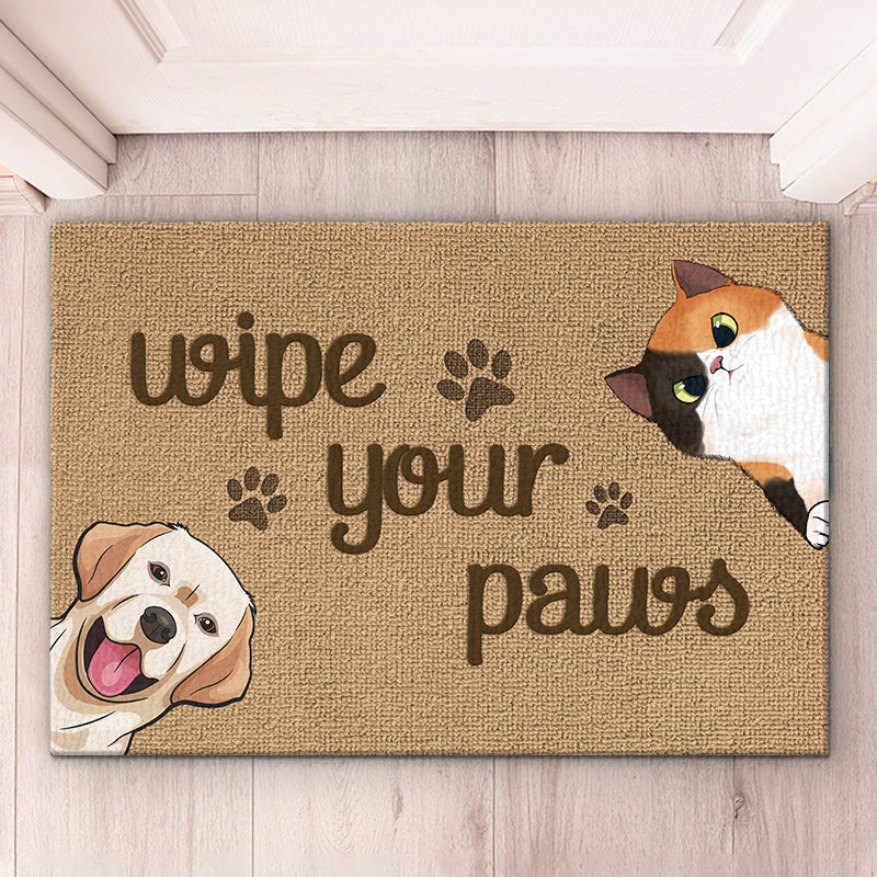 Wipe Your Paws - Dog & Cat Personalized Custom Home Decor Decorative Mat - House Warming Gift, Gift For Pet Owners, Pet Lovers