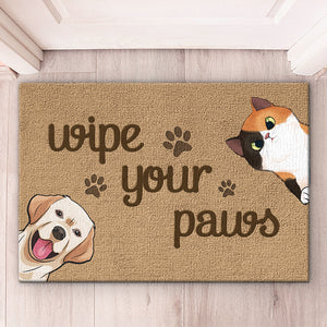 Wipe Your Paws - Dog & Cat Personalized Custom Home Decor Decorative Mat - House Warming Gift, Gift For Pet Owners, Pet Lovers