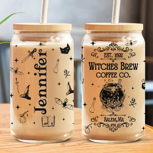 Witches Coffee - Personalized Custom Witch Glass Cup, Iced Coffee Cup - Halloween Gift For Witches, Yourself