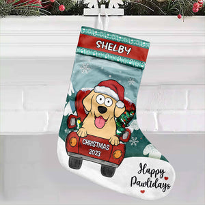 Happy Pawlidays - Cat & Dog Personalized Custom Christmas Stocking - Christmas Gift For Pet Owners, Pet Lovers