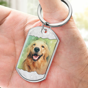 Custom Photo Crossed The Rainbow Bridge Knowing I Was Loved - Memorial Personalized Custom Keychain - Sympathy Gift For Pet Owners, Pet Lovers