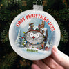 First Christmas - Dog & Cat Personalized Custom White Flat Ball Ornament - Christmas Gift For Pet Owners, Pet Lovers