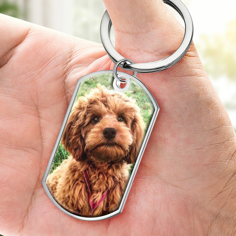 Custom Photo You Will Never Leave My Heart - Memorial Personalized Custom Keychain - Sympathy Gift For Pet Owners, Pet Lovers
