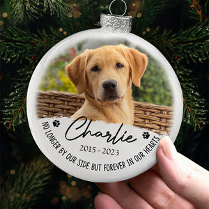 Custom Photo You Left Paw Prints On My Heart - Memorial Personalized Custom White Flat Ball Ornament - Christmas Gift, Sympathy Gift For Pet Owners, Pet Lovers