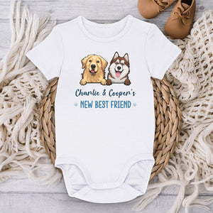 This Is Our New Best Friend - Dog & Cat Personalized Custom Baby Onesie - Baby Shower Gift, Gift For Pet Lovers, Pet Owners