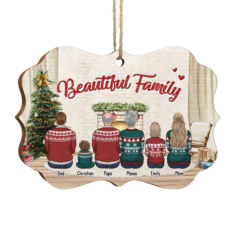 Beautiful Family - Family Personalized Custom Ornament - Wood Benelux Shaped - Christmas Gift For Family Members