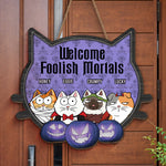 Custom Name Halloween Cat Decor for Cat Lovers - Personalized Wood Sign