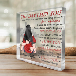 You Make Me A Better Person - Couple Personalized Custom Square Shaped Acrylic Plaque - Gift For Husband Wife, Anniversary