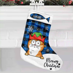 Meowy Christmas And Merry Woofmas - Cat & Dog Personalized Custom Christmas Stocking - Christmas Gift For Pet Owners, Pet Lovers