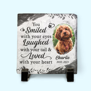 Custom Photo Loved With Your Heart - Memorial Personalized Custom Square Shaped Memorial Stone - Sympathy Gift For Pet Owners, Pet Lovers