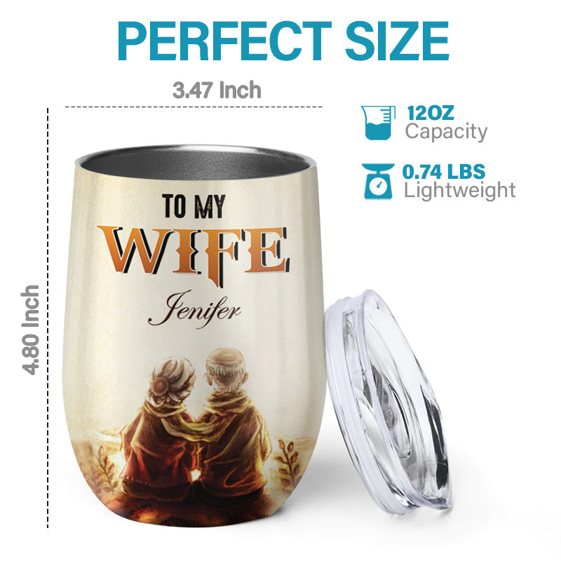Our Home Ain't No Castle But Still You Are My Queen Forever - Couple Personalized Custom Wine Tumbler - Gift For Couple, Husband Wife, Anniversary, Engagement, Wedding, Marriage Gift