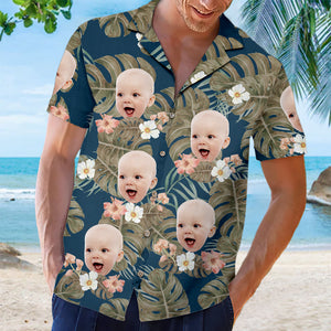 Custom Photo Tropical Leaves Summer Vibe - Family Personalized Custom Unisex Hawaiian Shirt - Summer Vacation Gift, Gift For Family Members