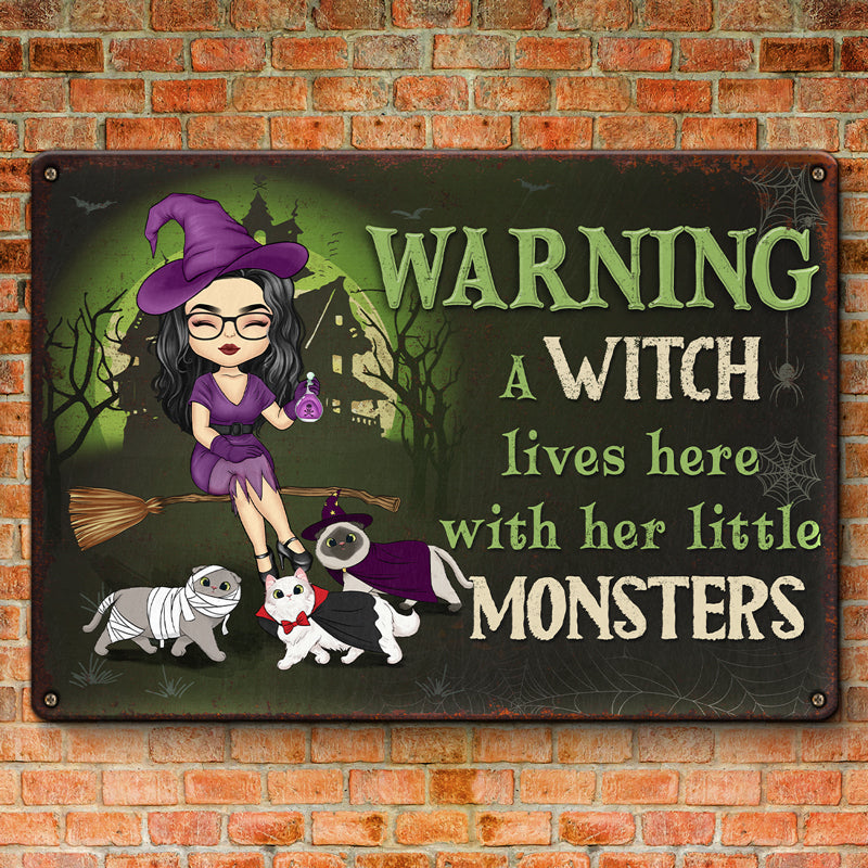  Personalized Cat Halloween Metal Wall Art With Lights