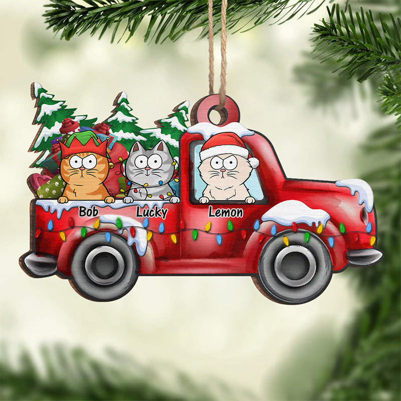 It's The Most Wonderful Time Of The Year - Cat Personalized Custom Ornament - Wood Car Shaped - Christmas Gift For Pet Owners, Pet Lovers