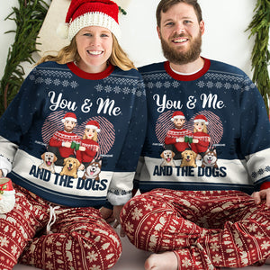 You & Me And The Fur Babies - Couple Personalized Custom Ugly Sweatshirt - Unisex Wool Jumper - Christmas Gift For Husband Wife, Pet Owners, Pet Lovers