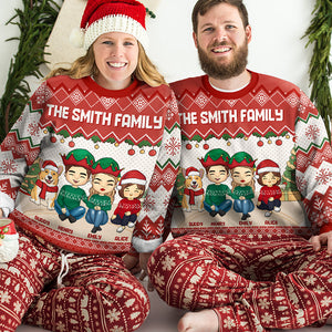 The True Spirit Of Christmas - Family Personalized Custom Ugly Sweatshirt - Unisex Wool Jumper - Christmas Gift For Family Members