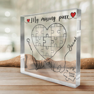 God Made Us As A Puzzle - Couple Personalized Custom Square Shaped Acrylic Plaque - Gift For Husband Wife, Anniversary