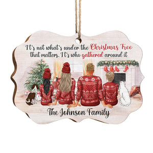 Who Gathered Around The Christmas Tree - Family Personalized Custom Ornament - Wood Benelux Shaped - Christmas Gift For Family Members, Pet Owners, Pet Lovers